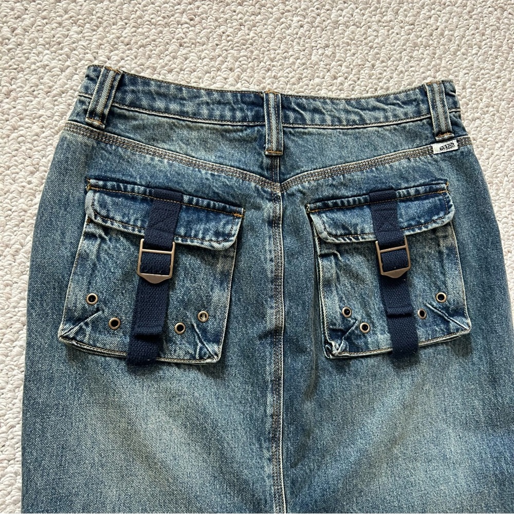 GUESS Originals Cargo Denim Skirt Size 27 Sold Out - Picture 6 of 13